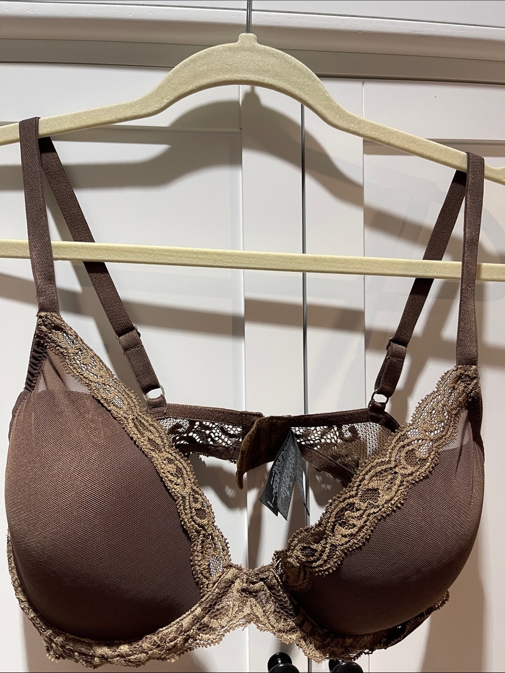 Natori Brown Lace Trim Bra